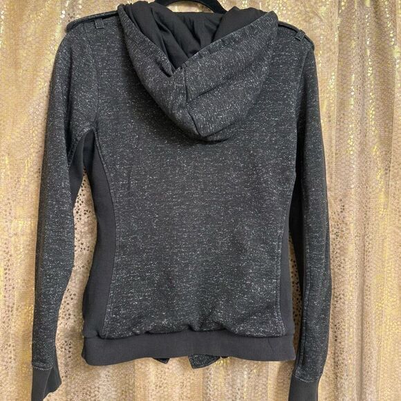 Y2K 2000s Fox Racing Charcoal Gray Button Up Hooded Sweater Womens Small - Picture 2 of 9